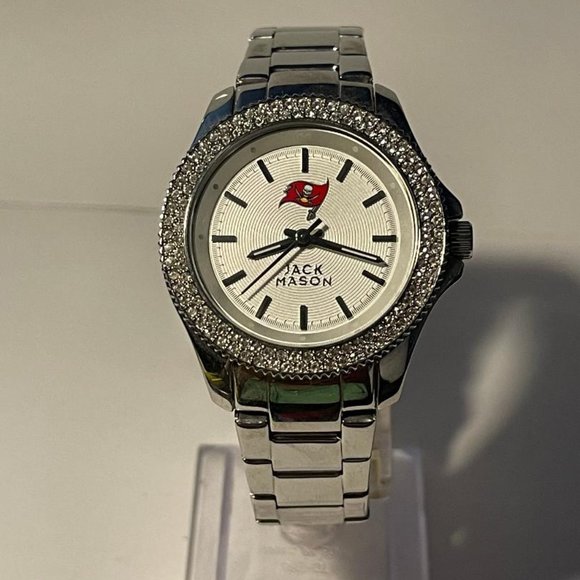 Tampa Bay Buccaneers NFL Jack Mason Women\'s Rhinestone Stainless-Steel Watch NEW